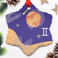 Planet Galaxy Space Star Polka Meteor Moon Blue Sky Circle Ornament (Snowflake)