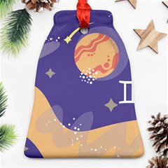 Planet Galaxy Space Star Polka Meteor Moon Blue Sky Circle Bell Ornament (Two Sides)