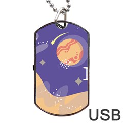 Planet Galaxy Space Star Polka Meteor Moon Blue Sky Circle Dog Tag USB Flash (One Side)