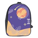 Planet Galaxy Space Star Polka Meteor Moon Blue Sky Circle School Bags (XL)  Front