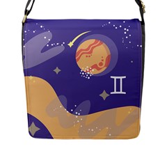 Planet Galaxy Space Star Polka Meteor Moon Blue Sky Circle Flap Messenger Bag (l)  by Mariart