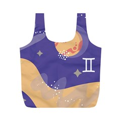 Planet Galaxy Space Star Polka Meteor Moon Blue Sky Circle Full Print Recycle Bags (m)  by Mariart