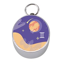 Planet Galaxy Space Star Polka Meteor Moon Blue Sky Circle Mini Silver Compasses