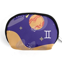 Planet Galaxy Space Star Polka Meteor Moon Blue Sky Circle Accessory Pouches (Medium) 