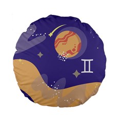 Planet Galaxy Space Star Polka Meteor Moon Blue Sky Circle Standard 15  Premium Flano Round Cushions