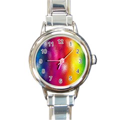 Color Glass Rainbow Green Yellow Gold Pink Purple Red Blue Round Italian Charm Watch