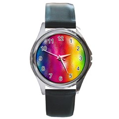 Color Glass Rainbow Green Yellow Gold Pink Purple Red Blue Round Metal Watch