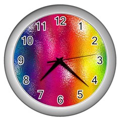 Color Glass Rainbow Green Yellow Gold Pink Purple Red Blue Wall Clocks (silver) 