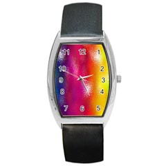 Color Glass Rainbow Green Yellow Gold Pink Purple Red Blue Barrel Style Metal Watch by Mariart