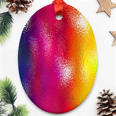 Color Glass Rainbow Green Yellow Gold Pink Purple Red Blue Oval Ornament (two Sides) by Mariart