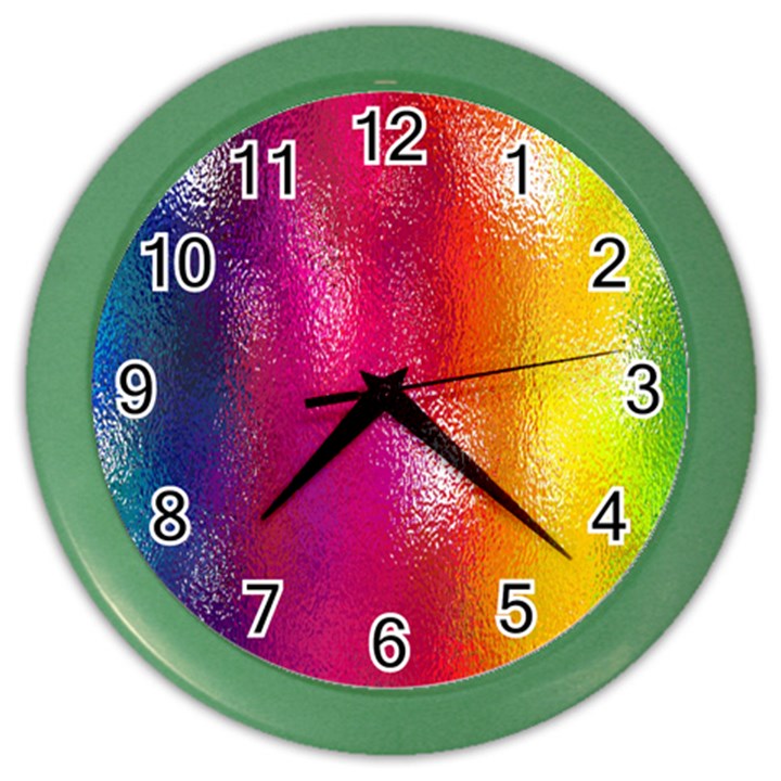 Color Glass Rainbow Green Yellow Gold Pink Purple Red Blue Color Wall Clocks