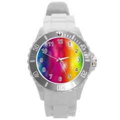 Color Glass Rainbow Green Yellow Gold Pink Purple Red Blue Round Plastic Sport Watch (l) by Mariart