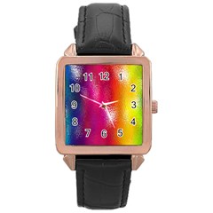 Color Glass Rainbow Green Yellow Gold Pink Purple Red Blue Rose Gold Leather Watch  by Mariart