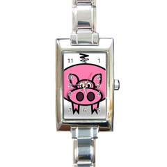 Pork Pig Pink Animals Rectangle Italian Charm Watch by Mariart