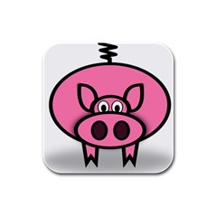 Pork Pig Pink Animals Rubber Square Coaster (4 Pack)  by Mariart