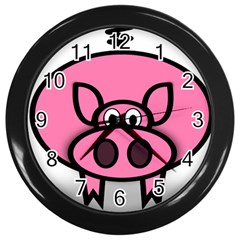 Pork Pig Pink Animals Wall Clocks (black) by Mariart