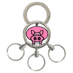 Pork Pig Pink Animals 3-ring Key Chains by Mariart