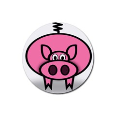 Pork Pig Pink Animals Rubber Round Coaster (4 Pack) 