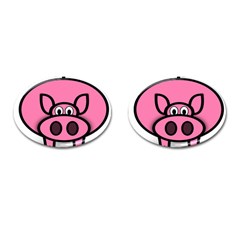 Pork Pig Pink Animals Cufflinks (oval) by Mariart