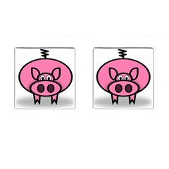 Pork Pig Pink Animals Cufflinks (square) by Mariart