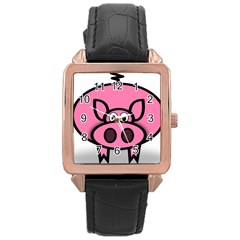 Pork Pig Pink Animals Rose Gold Leather Watch  by Mariart