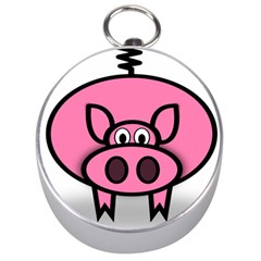 Pork Pig Pink Animals Silver Compasses by Mariart