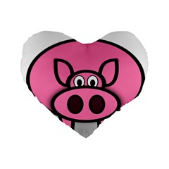 Pork Pig Pink Animals Standard 16  Premium Flano Heart Shape Cushions by Mariart