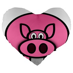 Pork Pig Pink Animals Large 19  Premium Flano Heart Shape Cushions by Mariart