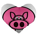 Pork Pig Pink Animals Large 19  Premium Flano Heart Shape Cushions Front