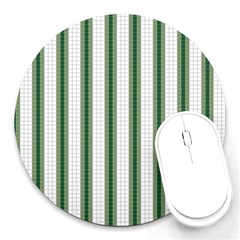 Plaid Line Green Line Vertical Round Mousepads