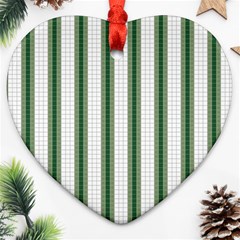 Plaid Line Green Line Vertical Ornament (heart)