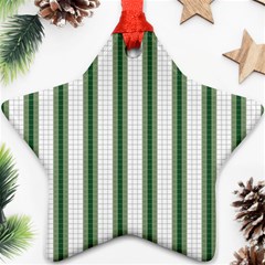 Plaid Line Green Line Vertical Ornament (star) by Mariart