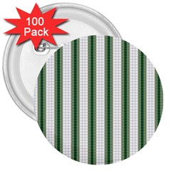 Plaid Line Green Line Vertical 3  Buttons (100 Pack)  by Mariart