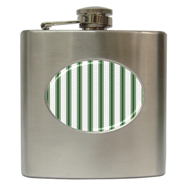 Plaid Line Green Line Vertical Hip Flask (6 oz)