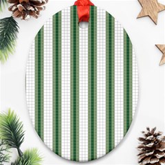 Plaid Line Green Line Vertical Oval Ornament (two Sides)