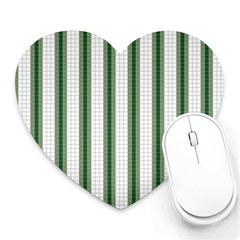 Plaid Line Green Line Vertical Heart Mousepads by Mariart