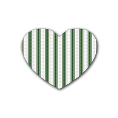 Plaid Line Green Line Vertical Rubber Coaster (heart)  by Mariart