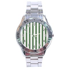 Plaid Line Green Line Vertical Stainless Steel Analogue Watch by Mariart