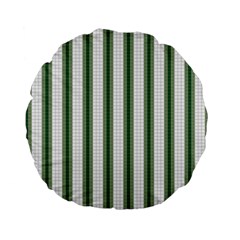 Plaid Line Green Line Vertical Standard 15  Premium Flano Round Cushions by Mariart