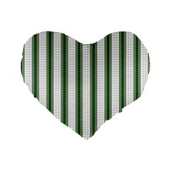 Plaid Line Green Line Vertical Standard 16  Premium Flano Heart Shape Cushions by Mariart