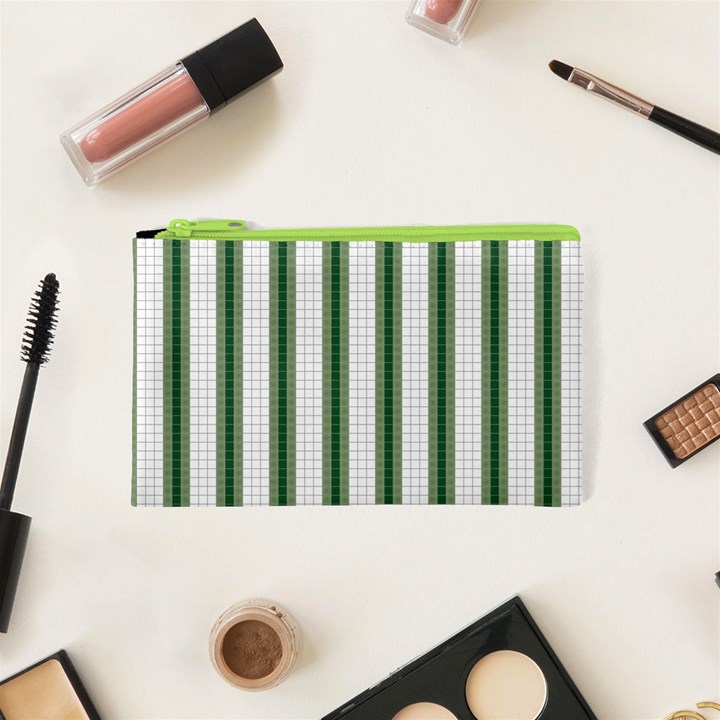 Plaid Line Green Line Vertical Cosmetic Bag (XS)