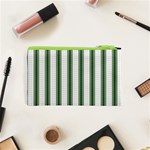 Plaid Line Green Line Vertical Cosmetic Bag (XS) Back