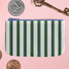 Plaid Line Green Line Vertical Large Coin Purse