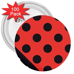 Red Black Hole White Line Wave Chevron Polka Circle 3  Buttons (100 Pack)  by Mariart