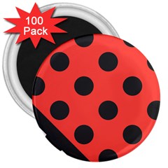 Red Black Hole White Line Wave Chevron Polka Circle 3  Magnets (100 Pack)