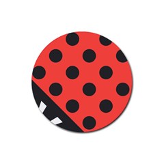 Red Black Hole White Line Wave Chevron Polka Circle Rubber Coaster (round)  by Mariart