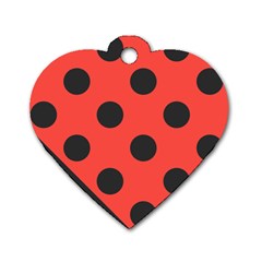 Red Black Hole White Line Wave Chevron Polka Circle Dog Tag Heart (one Side) by Mariart