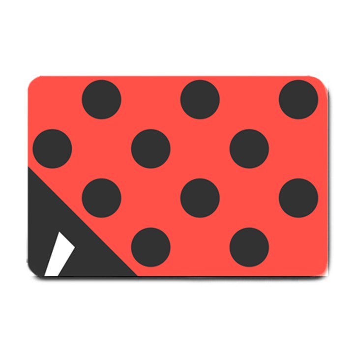 Red Black Hole White Line Wave Chevron Polka Circle Small Doormat 