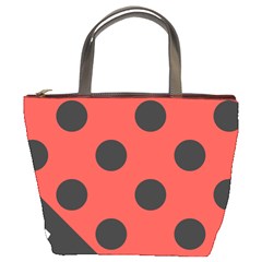 Red Black Hole White Line Wave Chevron Polka Circle Bucket Bags by Mariart