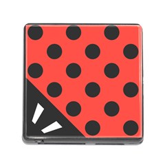 Red Black Hole White Line Wave Chevron Polka Circle Memory Card Reader (square) by Mariart